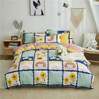 HKM-988755 Washed Cotton Four-Piece Bedding Set with Bed Cover and Pillowcases in Various Sizes