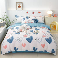 HKM-988755 Washed Cotton Four-Piece Bedding Set with Bed Cover and Pillowcases in Various Sizes