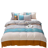 HKM-988755 Washed Cotton Four-Piece Bedding Set with Bed Cover and Pillowcases in Various Sizes
