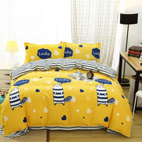 HKM-988755 Washed Cotton Four-Piece Bedding Set with Bed Cover and Pillowcases in Various Sizes
