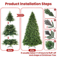 HKM-988883 PVC Christmas Tree - Green Automatic Hybrid with Steel Wire, Available in 4ft, 5ft, 6.5ft, and 7.5ft Sizes