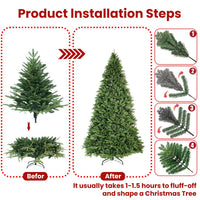 HKM-988883 PVC Christmas Tree - Green Automatic Hybrid with Steel Wire, Available in 4ft, 5ft, 6.5ft, and 7.5ft Sizes