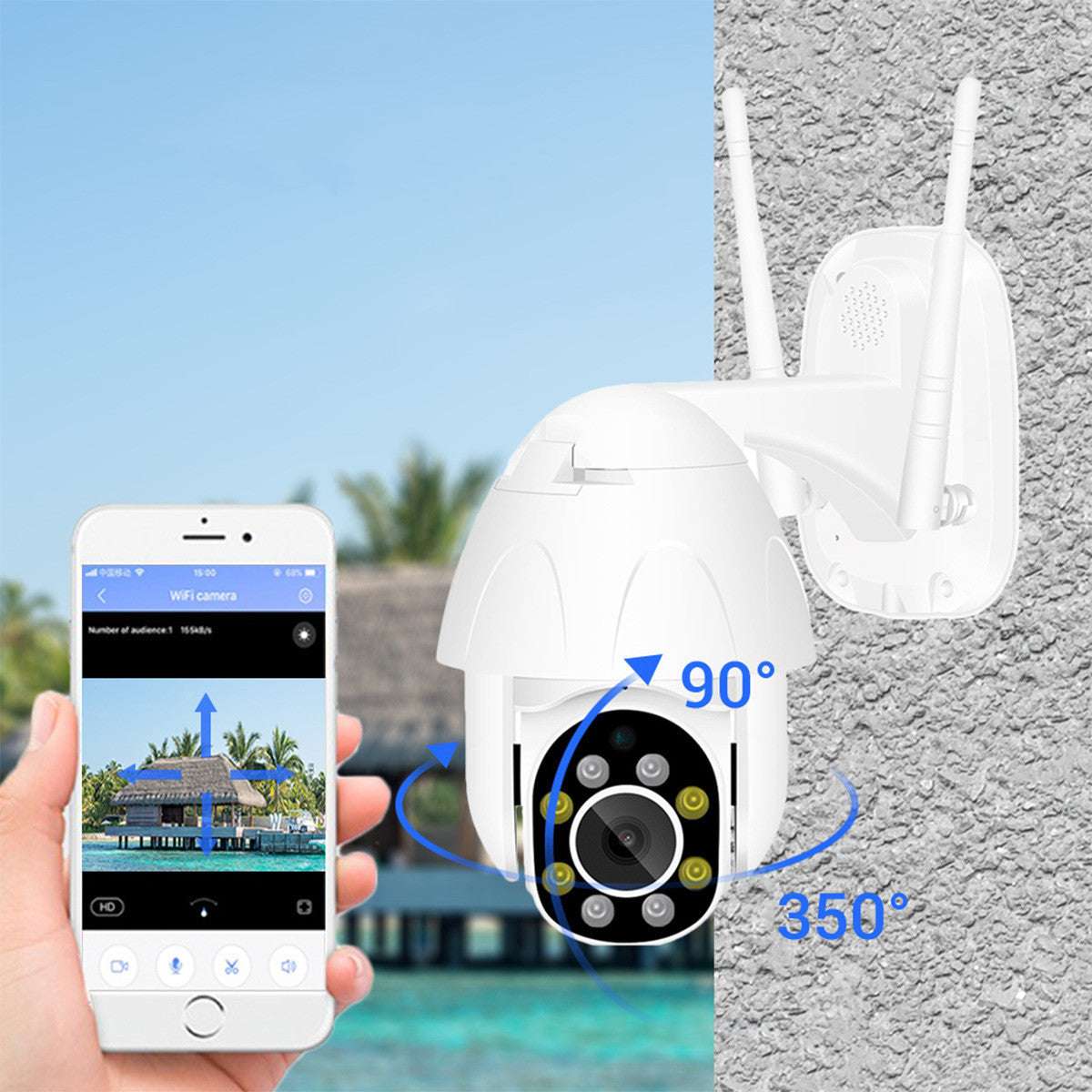 HKM-988947 Outdoor Waterproof Dome Surveillance Camera - Model ODC-26B, 1080P Resolution, Night Vision, PTZ Control