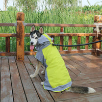 HKM-989075 Color Block Big Dog Raincoat - Breathable Outdoor Jacket in Yellow & Green