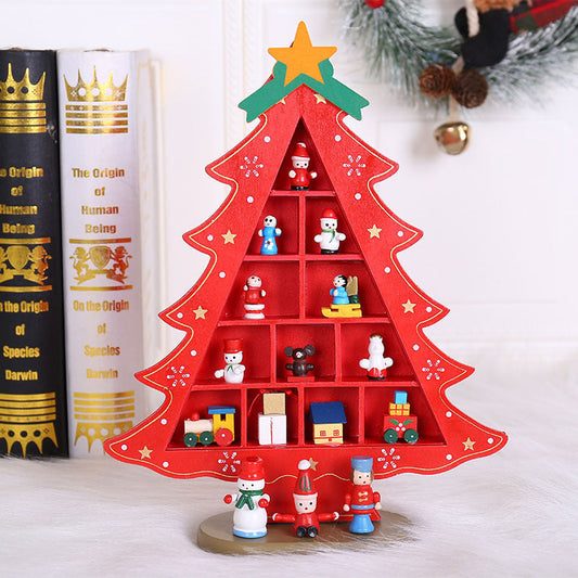 HKM-989203 Wooden Christmas Tree Scene Ornaments for Festive Decoration - Two Sizes Available