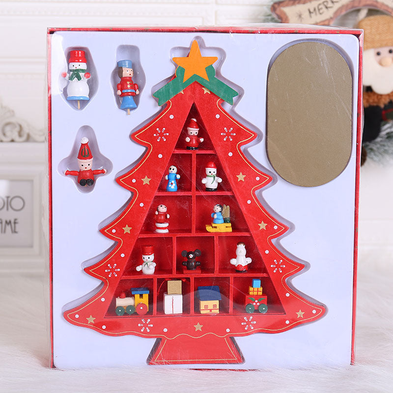 HKM-989203 Wooden Christmas Tree Scene Ornaments for Festive Decoration - Two Sizes Available