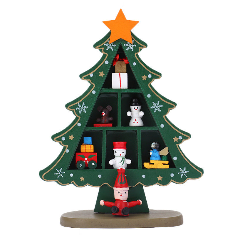 HKM-989203 Wooden Christmas Tree Scene Ornaments for Festive Decoration - Two Sizes Available