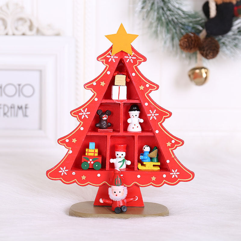 HKM-989203 Wooden Christmas Tree Scene Ornaments for Festive Decoration - Two Sizes Available