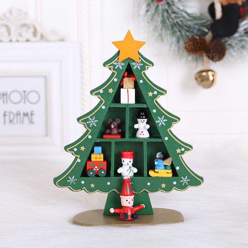 HKM-989203 Wooden Christmas Tree Scene Ornaments for Festive Decoration - Two Sizes Available