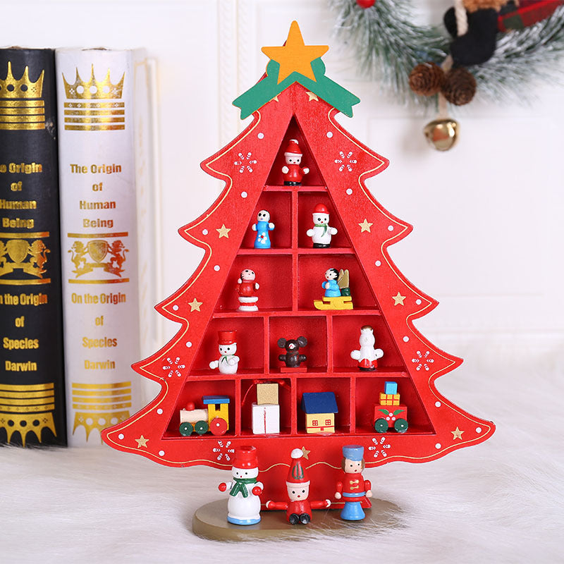 HKM-989203 Wooden Christmas Tree Scene Ornaments for Festive Decoration - Two Sizes Available
