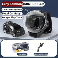 HKM-989587 Mini Electric Alloy Remote Control Car for Kids - 2.4G Watch Style Racing Toy
