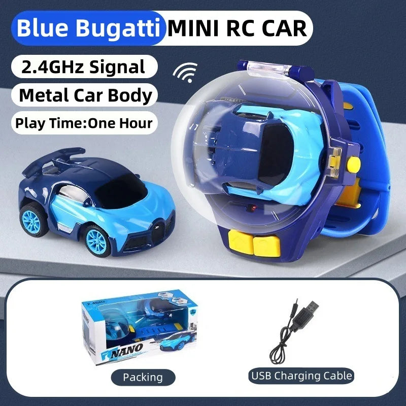 HKM-989587 Mini Electric Alloy Remote Control Car for Kids - 2.4G Watch Style Racing Toy
