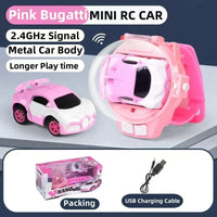 HKM-989587 Mini Electric Alloy Remote Control Car for Kids - 2.4G Watch Style Racing Toy