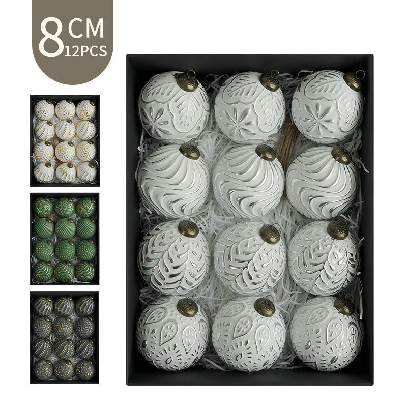 HKM-989715 8cm Antique Style Christmas Ball Ornaments - 12 Pack in Gold, Silver, Green, and Black