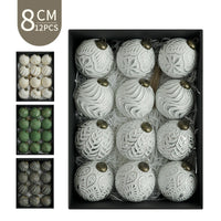 HKM-989715 8cm Antique Style Christmas Ball Ornaments - 12 Pack in Gold, Silver, Green, and Black