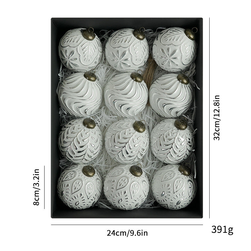 HKM-989715 8cm Antique Style Christmas Ball Ornaments - 12 Pack in Gold, Silver, Green, and Black