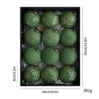 HKM-989715 8cm Antique Style Christmas Ball Ornaments - 12 Pack in Gold, Silver, Green, and Black