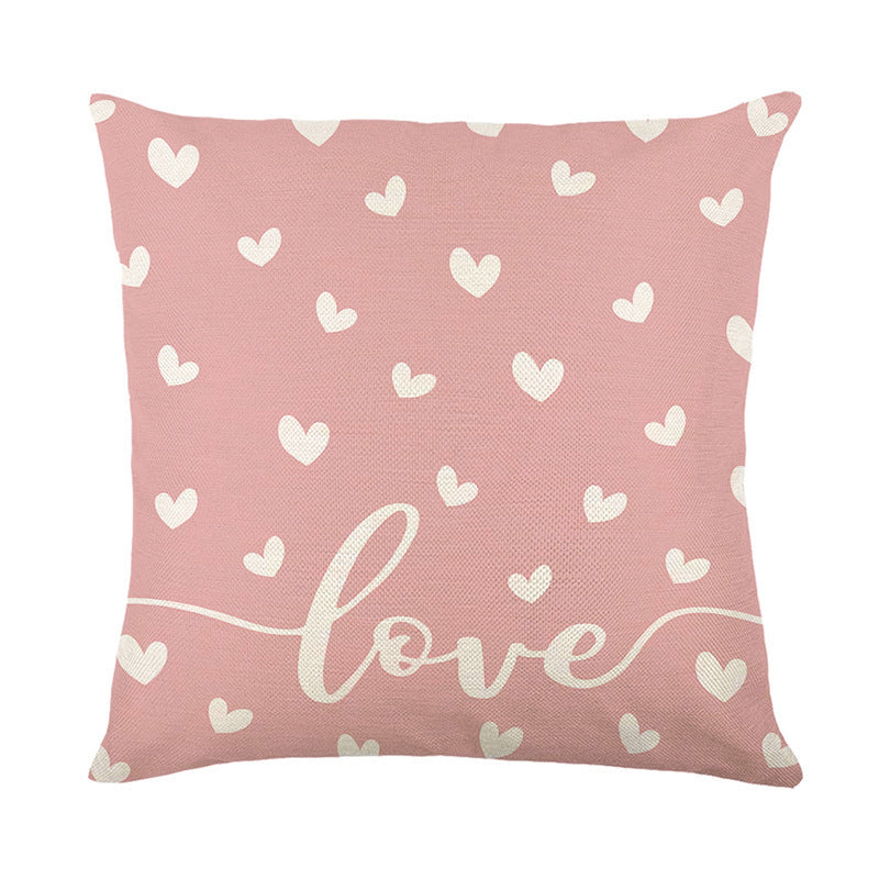 HKM-989715 Plaid Heart Print Pillow Cover for Valentine's Day - 45x45cm