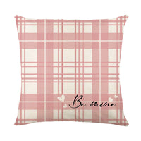 HKM-989715 Plaid Heart Print Pillow Cover for Valentine's Day - 45x45cm