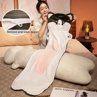 HKM-990035 Cartoon Animal Strip Sleeping Pillow in Cat, Rabbit, Husky, Monkey, and Fox Designs