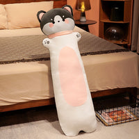 HKM-990035 Cartoon Animal Strip Sleeping Pillow in Cat, Rabbit, Husky, Monkey, and Fox Designs