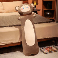 HKM-990035 Cartoon Animal Strip Sleeping Pillow in Cat, Rabbit, Husky, Monkey, and Fox Designs