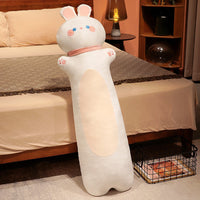 HKM-990035 Cartoon Animal Strip Sleeping Pillow in Cat, Rabbit, Husky, Monkey, and Fox Designs