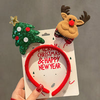 HKM-990035 Festive Children's Hair Accessories Headband with Snowflakes, Elks, and Santa Claus for Holiday Dress-Up