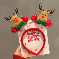 HKM-990035 Festive Children's Hair Accessories Headband with Snowflakes, Elks, and Santa Claus for Holiday Dress-Up