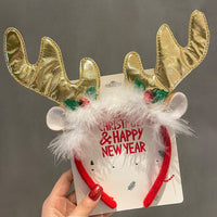 HKM-990035 Festive Children's Hair Accessories Headband with Snowflakes, Elks, and Santa Claus for Holiday Dress-Up