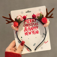 HKM-990035 Festive Children's Hair Accessories Headband with Snowflakes, Elks, and Santa Claus for Holiday Dress-Up