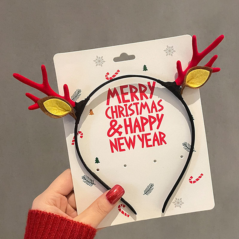 HKM-990035 Festive Children's Hair Accessories Headband with Snowflakes, Elks, and Santa Claus for Holiday Dress-Up