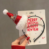 HKM-990035 Festive Children's Hair Accessories Headband with Snowflakes, Elks, and Santa Claus for Holiday Dress-Up