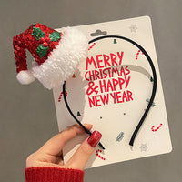 HKM-990035 Festive Children's Hair Accessories Headband with Snowflakes, Elks, and Santa Claus for Holiday Dress-Up