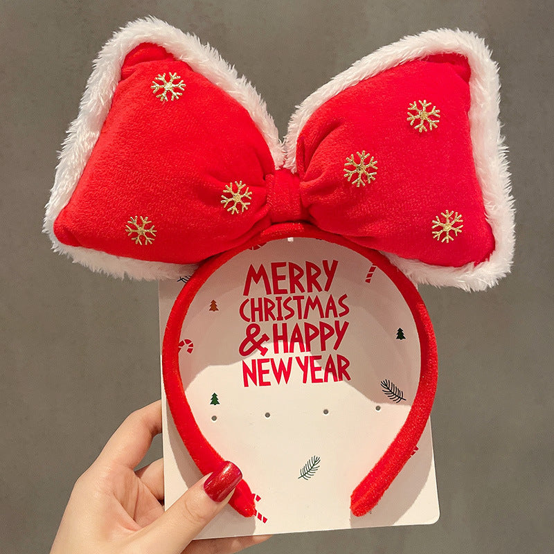 HKM-990035 Festive Children's Hair Accessories Headband with Snowflakes, Elks, and Santa Claus for Holiday Dress-Up