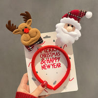 HKM-990035 Festive Children's Hair Accessories Headband with Snowflakes, Elks, and Santa Claus for Holiday Dress-Up