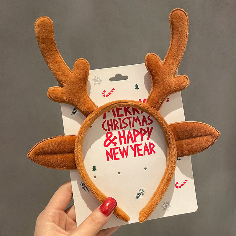 HKM-990035 Festive Children's Hair Accessories Headband with Snowflakes, Elks, and Santa Claus for Holiday Dress-Up
