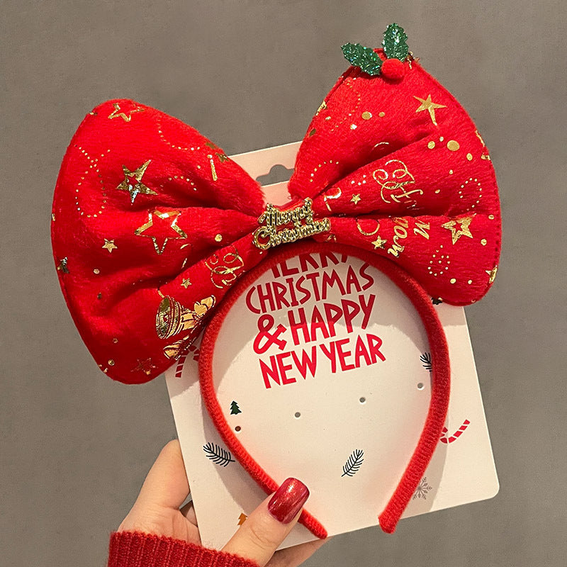 HKM-990035 Festive Children's Hair Accessories Headband with Snowflakes, Elks, and Santa Claus for Holiday Dress-Up