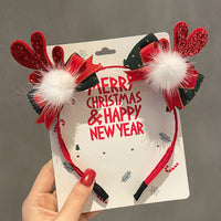 HKM-990035 Festive Children's Hair Accessories Headband with Snowflakes, Elks, and Santa Claus for Holiday Dress-Up