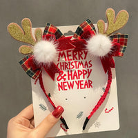 HKM-990035 Festive Children's Hair Accessories Headband with Snowflakes, Elks, and Santa Claus for Holiday Dress-Up
