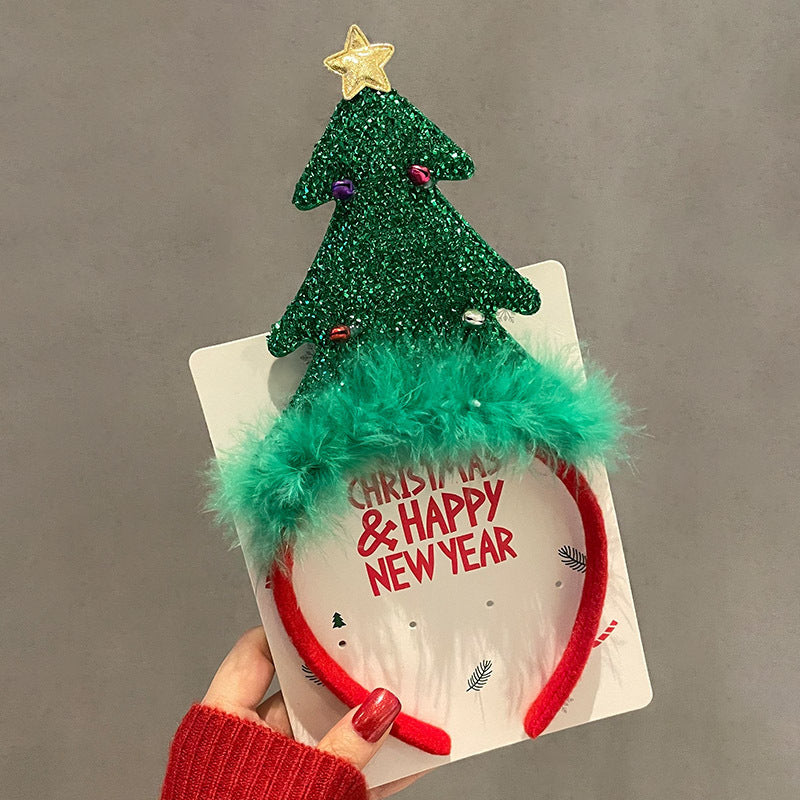 HKM-990035 Festive Children's Hair Accessories Headband with Snowflakes, Elks, and Santa Claus for Holiday Dress-Up