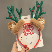 HKM-990035 Festive Children's Hair Accessories Headband with Snowflakes, Elks, and Santa Claus for Holiday Dress-Up