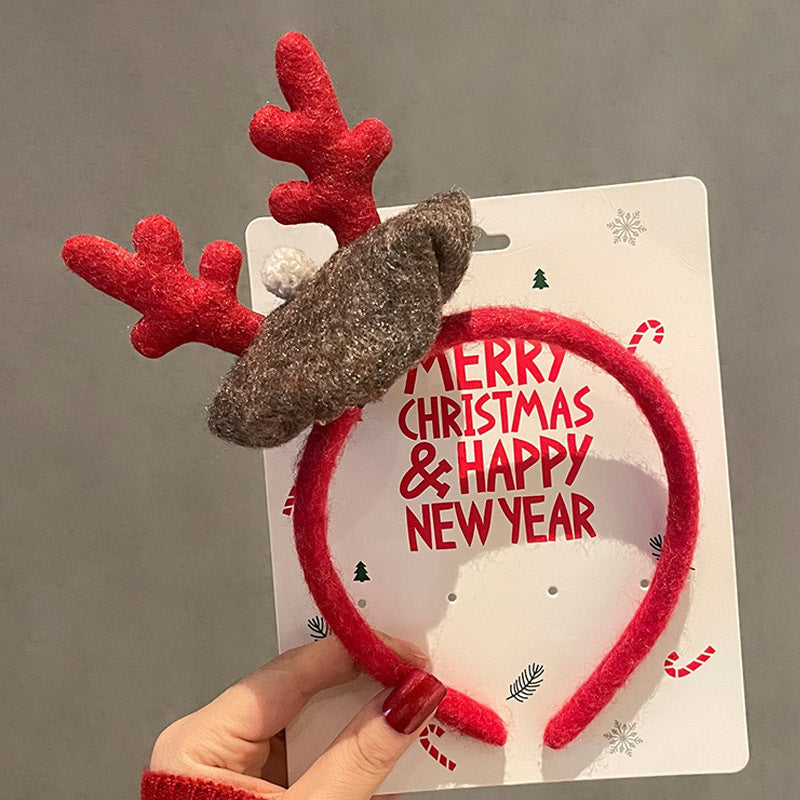 HKM-990035 Festive Children's Hair Accessories Headband with Snowflakes, Elks, and Santa Claus for Holiday Dress-Up