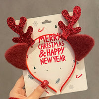 HKM-990035 Festive Children's Hair Accessories Headband with Snowflakes, Elks, and Santa Claus for Holiday Dress-Up