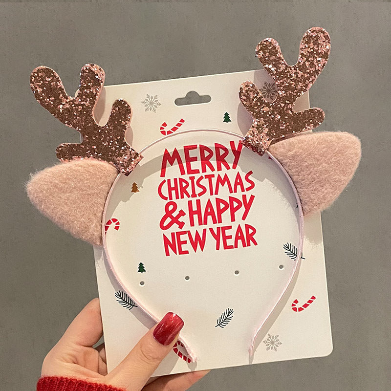 HKM-990035 Festive Children's Hair Accessories Headband with Snowflakes, Elks, and Santa Claus for Holiday Dress-Up