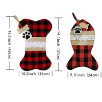 HKM-990355 Christmas-Themed Pet Socks with Bone and Fish Patterns in Black and Red Grid