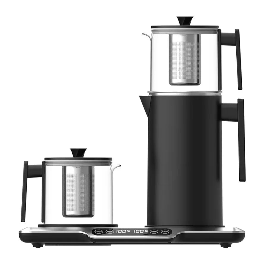 KTX-990355 Electric Glass Teapot with Temperature Control and 2.7L Capacity, Automatic Shut-Off, Stainless Steel Design