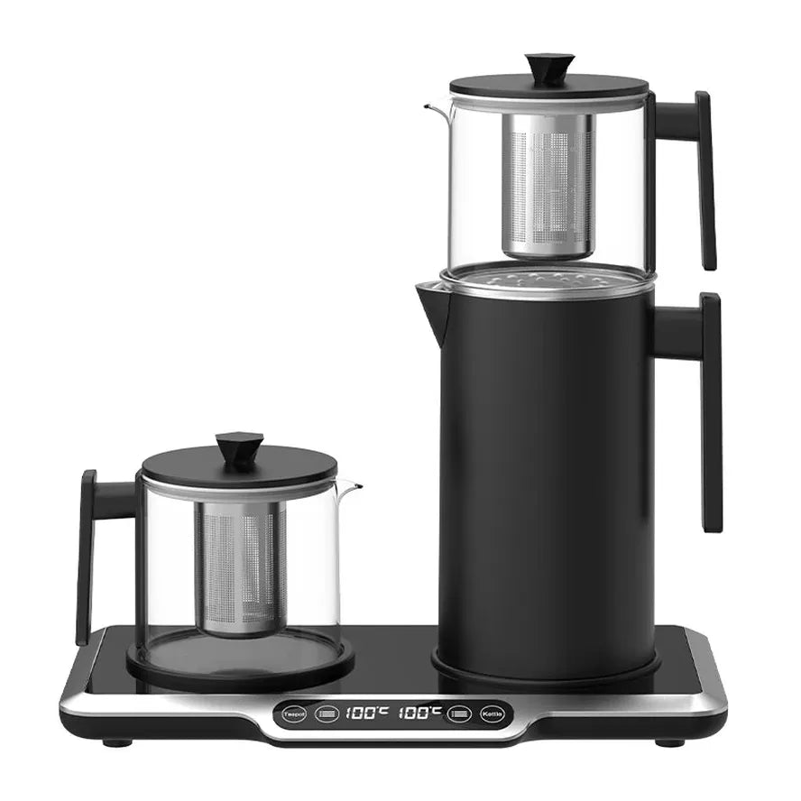 KTX-990355 Electric Glass Teapot with Temperature Control and 2.7L Capacity, Automatic Shut-Off, Stainless Steel Design