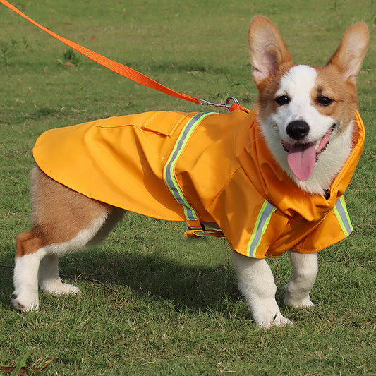 HKM-990355 Waterproof Reflective Pet Raincoat with Adjustable Fit and Back Pocket