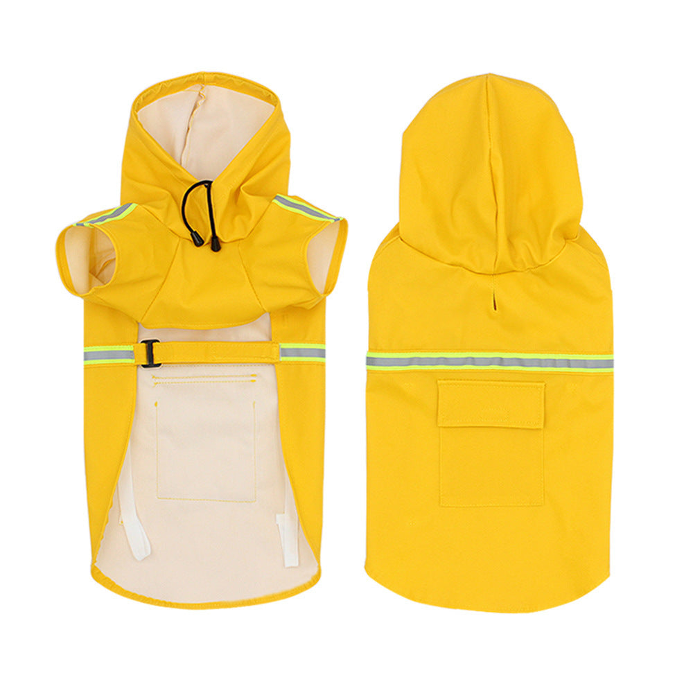 HKM-990355 Waterproof Reflective Pet Raincoat with Adjustable Fit and Back Pocket